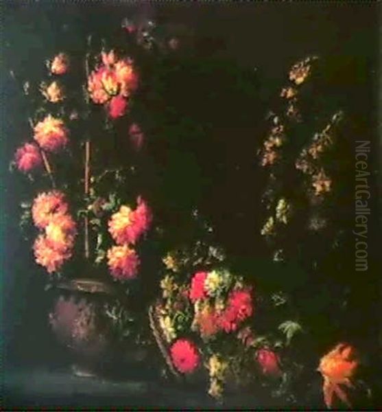Still Life Of Flowers In An Urn And A Basket - view 1