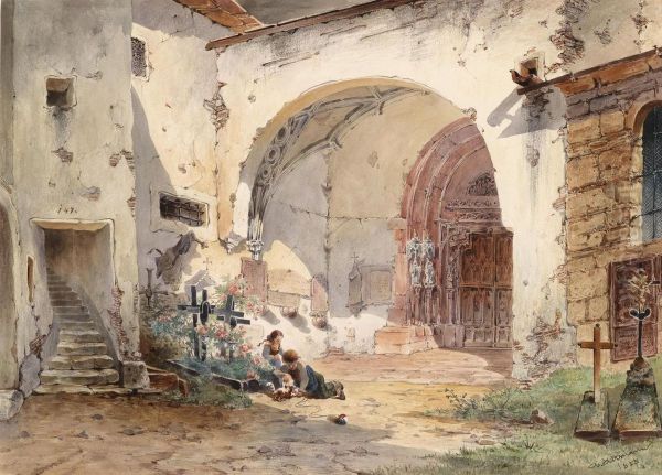 Children By Nonnberg Abbey - view 1