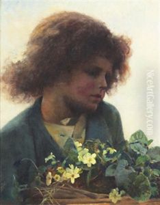 Portratt Av Flicka Med Blommor