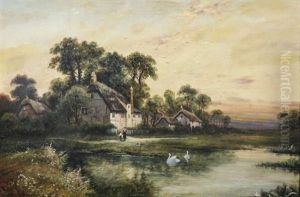 Figures By A Cottage (pair)