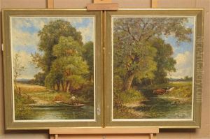 River Landscape With A Figure In A Punt