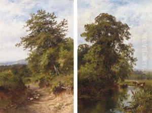 A Quiet Spot On The Water At Norbury, Surrey (+ Chart Lane, Dorking; Pair) by Walter Wallor Caffyn