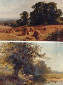 In The Corn Fields, Walton, Surrey, Looking Towards Dorking by Walter Wallor Caffyn