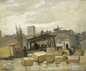 La Construction Du Sacre-coeur by Emile Cagniart