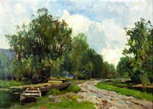 Landweg Langs Een Sloot by Gerard Altmann