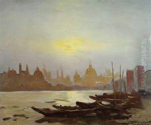 Vue De Venise Au Lever Du Jour by Emile Cagniart