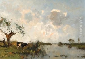 Cow By A Wide Ditch by Gerard Altmann