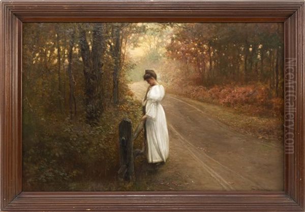 Contemplative Young Woman On An Autumn Road - view 1