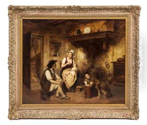 Family By The Hearth by Leon Emile Caille