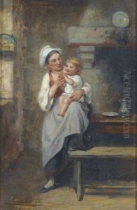 Kucheninterieur Mit Mutter Und Kind by Leon Emile Caille
