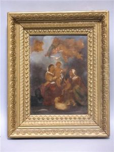 Sts Elizabeth And John The Baptist Visiting Madonna And Child by Leon Emile Caille