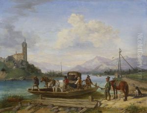 Ein Landgeistlicher Wird Auf Einer Fahre Uber Den Inn Gesetzt. by Karl Altmann