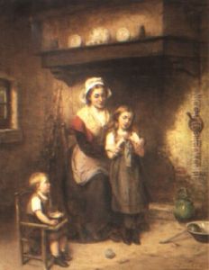 The Knitting Lesson by Leon Emile Caille