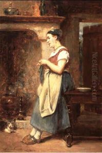 La Petite Tricoteuse by Leon Emile Caille