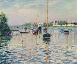 Bateaux Au Mouillage Sur La Seine A Argenteuil by Gustave Caillebotte