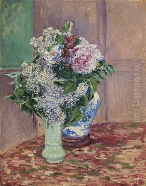 Lilas Et Pivoines Dans Deux Vases - view 1