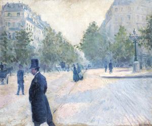 La Place Saint-augustin, Temps Brumeux by Gustave Caillebotte