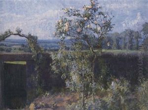 Vue De La Vallee De L'yerres Et Du Jardin De La Propriete Familiale De L'artiste by Gustave Caillebotte