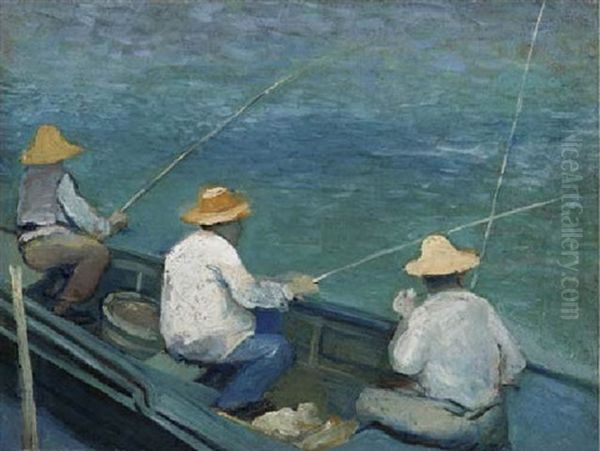Trois Pecheurs En Barque - view 1
