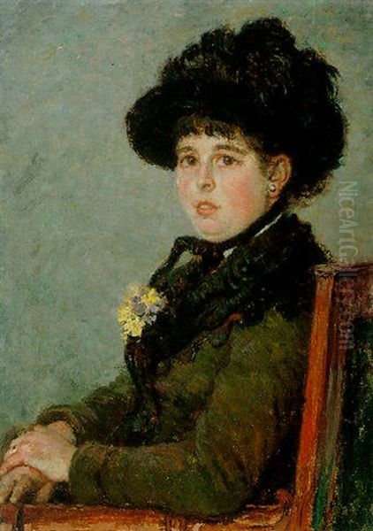 Portrait De Femme Au Chapeau A Plumes - view 1