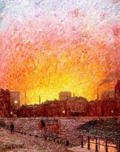 Bord De Canal A Gand, Effet De Soleil Couchant by Gustave Caillebotte