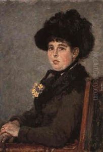 Femme Assise Au Chapeau A Plumes