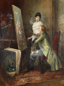 Konstnarinnan I Sin Atelje by Georges Jules Auguste Cain