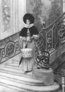 Lady Descending Staircase by Georges Jules Auguste Cain