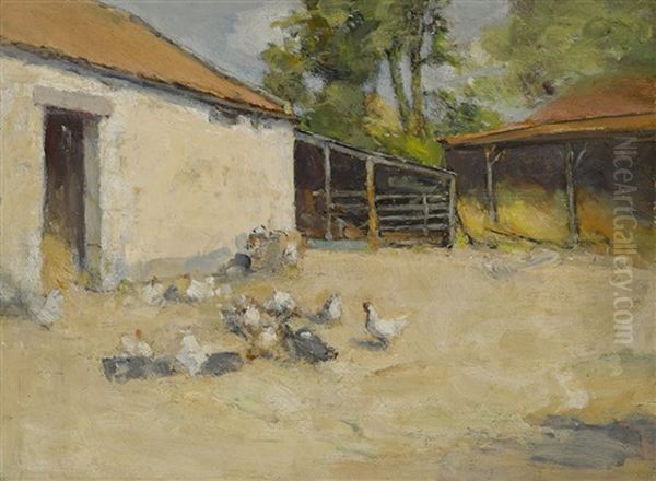 Hens Outside A Barn, Ceres, Scotland - view 1