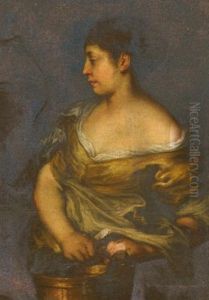 A Woman Holding A Bucket, Possibly The Samaritan Woman At The Well (fragment) by Francesco del Cairo
