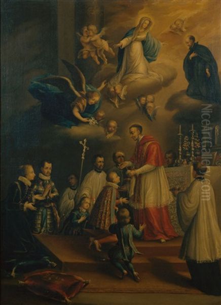 Der Hl. Aloysius Von Gonzaga Empfangt Die Erstkommunion Durch Den Hl. Karl Borromaus, Erzbischof Von Mailand - view 1