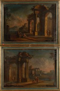 Coppia Di Paesaggi Con Architetture Classiche D'invenzione by Francesco Antonio Altobello