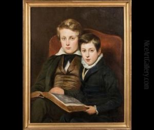 Portraits De Felix Et Leon De Lacoste A L'age De 10 Et 14 Ans by Henri De Caisne