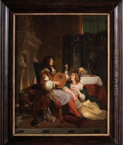 Gentilhomme Jouant De La Musique A Sa Dame by Henri De Caisne