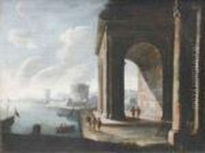 Guardi A Capriccio Ofclassical Ruins And Figures On The Coast by Francesco Antonio Altobello