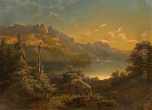 Lake Brienz, Viewed From Bodeli Near Bonigen by Alexandre Calame