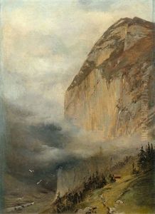 Falaises (large Cliffs) by Alexandre Calame