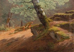 Arbres Et Rochers by Alexandre Calame