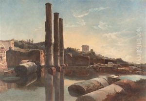 Der Serapistempel In Pozzuoli by Alexandre Calame