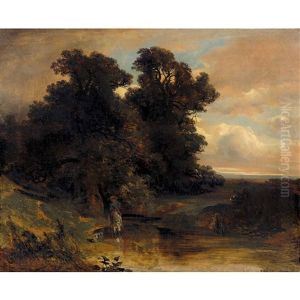 Bachlandschaft Mit Reiter by Alexandre Calame