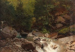 Gebirgsbach Mit Kleiner Stromschnelle by Alexandre Calame