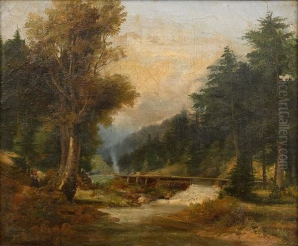 Pont Sur Le Torrent En Foret, 1835 - view 1