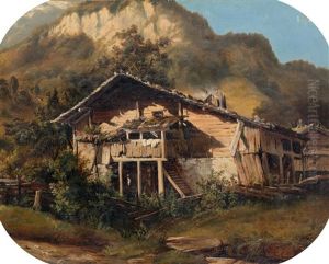 Fermette De Montagne by Alexandre Calame