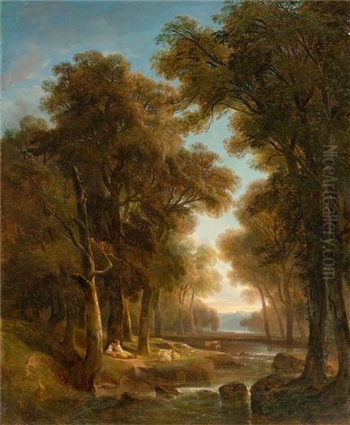Paysage Avec Arbres, Eau, Bergers Et Vaches (landscape With Trees, Water, Shepherds And Cows) - view 1