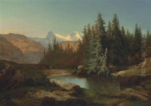 Kleiner Bergsee, Ausblick Auf Die Berner Alpen by Alexandre Calame