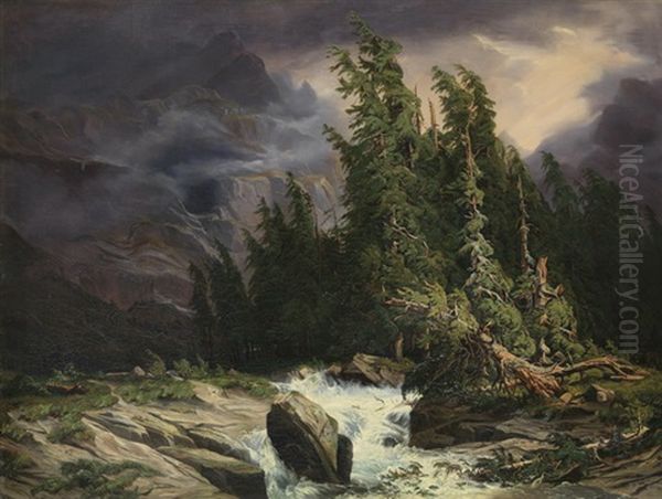 "orage A La Handeck" by Alexandre Calame