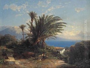 Palmtrees At The Riviera, France by Alexandre Calame