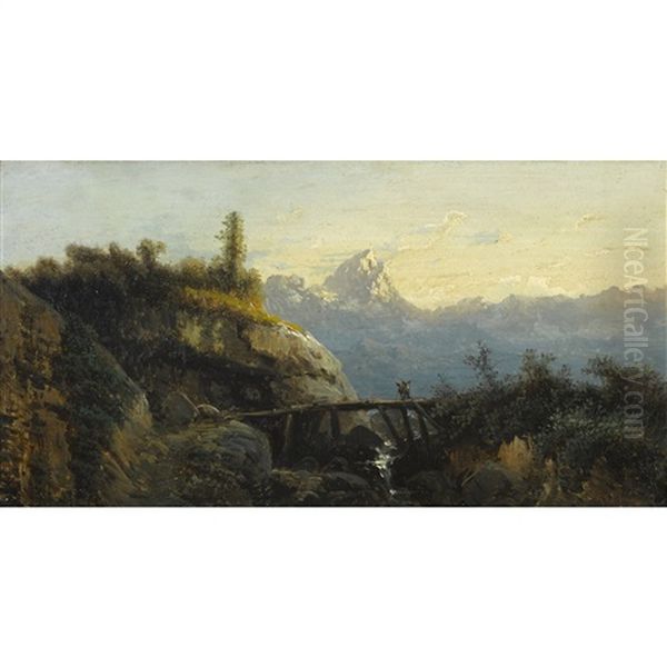 Berglandschaft Mit Brucke Und Bauern - view 1