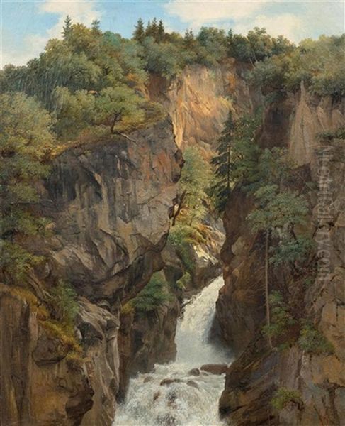 Torrent Dans Une Gorge, Arbres / Reichenbach Falls - view 1