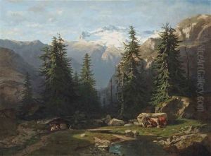 Vue Prise A La Handeck by Alexandre Calame